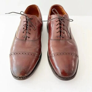Allen Edmonds Byron Cap Toe Cognac Brown Oxford Dress Shoes‎ Men's 10.5 Classic